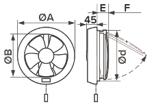 Вентиляторы осевые оконные серии HPS схема